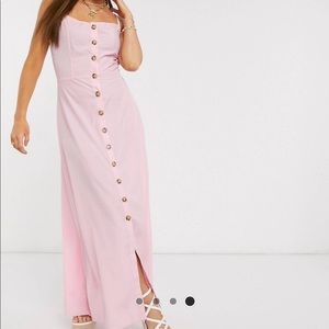 Missguided button through maxi dress in blush